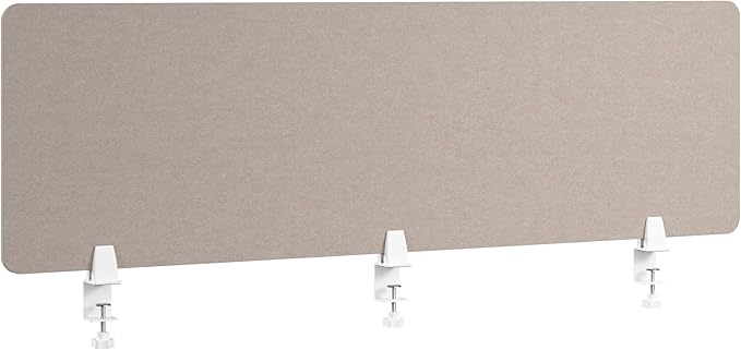 Bush Business Furniture 58W Desktop Privacy Screen in Warm Beige, Desk Mounted Office Partition with Acoustic Sound Dampening Panel