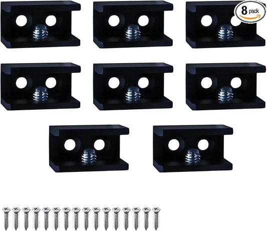 8 Pack Glass Shelf Bracket Floating Shelf Clips, Adjustable Clamp Glass Shelf Holder for 10-12mm Thickness, Shower Brackets Replacement Parts(Black, Rectangle)