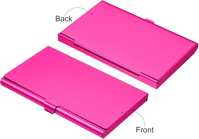 PATIKIL Business Card Holder, Aluminum Alloy Flip Cover Slim Name Cards Case for Women Men, Rose Red