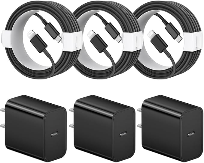 iPhone 14 13 12 11 Charger Fast Charging iPhone Fast Charger 3-Pack 20W iPad Chargers 6FT C Chargers Fast Charging Cord Whit iPhone 14/14 Max/13 Pro/13/12 Mini/12 Pro Max/11 Max/Xs and iPad(Black)