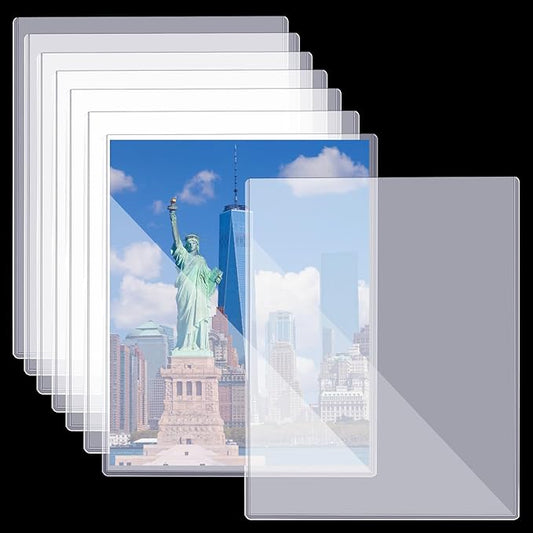 8 1/2" x 11" Rigid Print Protectors Clear Sheet Protectors Hard Plastic Paper Page Magazine Protectors for Collectors Rigid Top Loaders Document Holder Birth Certificate Protector (8)