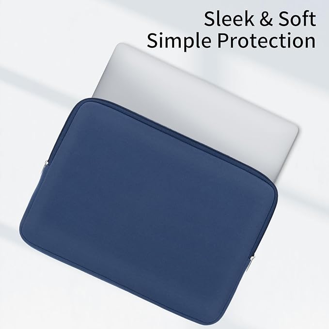 RAINYEAR Laptop Sleeve Case Compatible with 13.3 Inch Notebook Computer Tablet Chromebook 14" MacBook Pro/Max M1 M2 M3 M4 M5 Soft Carrying Bag Protective Cover with Accessories Pouch (Navy Blue)