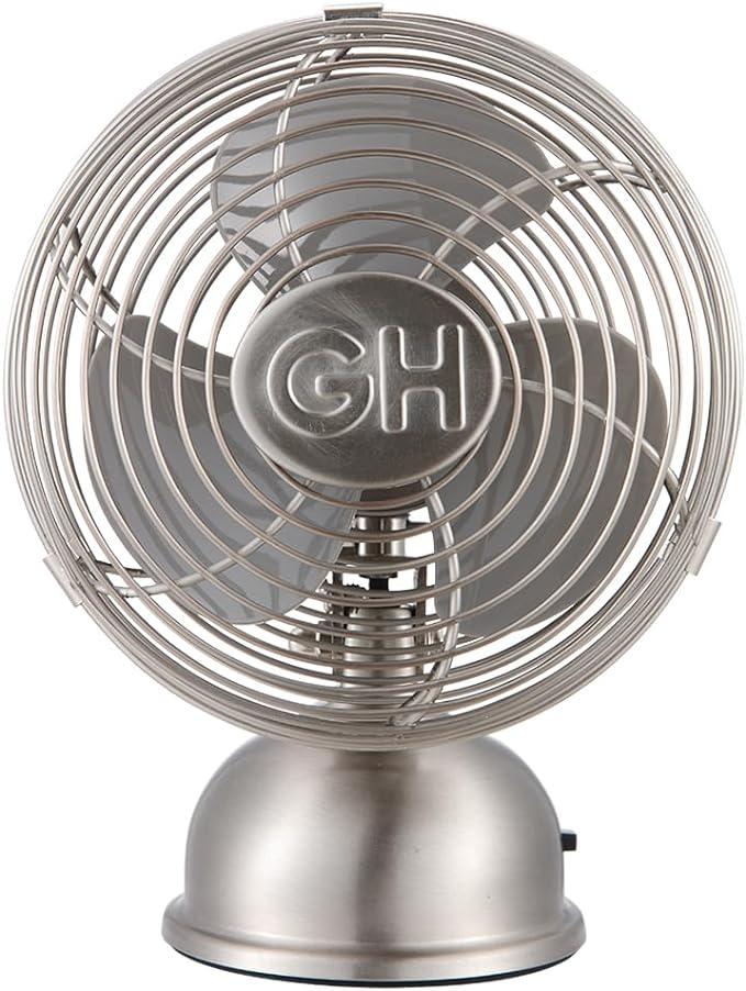 Good Housekeeping (92512) All-Metal USB-Powered 5" Oscillating Personal Fan (Brushed Nickel)