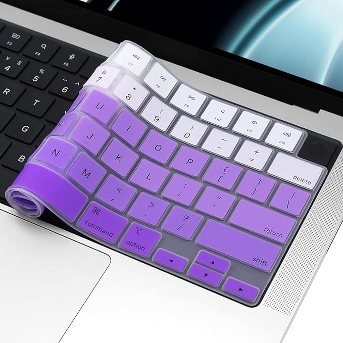 ProElife Keyboard Cover Skin for MacBook Air 13.6 15 inch 2024 2023 2022 M3 M2 Chip A2681 A2941, Ultra Thin Keyboard Protector U.S Enter for 2024-2022 Air 13.6'' 15'' M3 M2 Accessory (Ombre Purple)