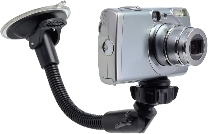 Arkon Mounts - Windshield Suction Car Mount | Flexible Positioning with 360° Swivel Ball Adapter | 8.5 inch Gooseneck | Holds up to 1 Pound | Fits Small Digital Cameras with 1/4 inch