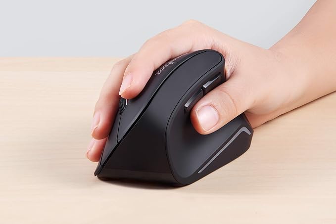 Perixx PERIMICE-804 Bluetooth Vertical Mouse, Bluetooth Connection for Windows and Android System, Works Without USB Receiver, Black