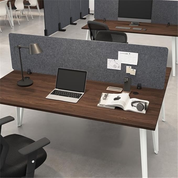 Pemberly Row Modern 70W Desktop Privacy Screen, Cool Charcoal Finish, Acoustic Sound-Dampening Design, Flexible Mounting Options, Visual Barrier for Office Workstations
