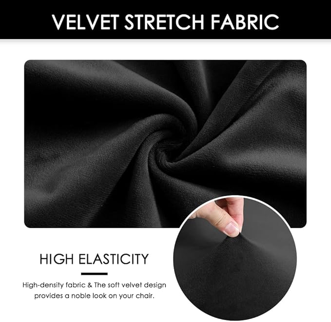 FORCHEER XL Velvet Office Chair Cover with Arms Black Stretch Executive High Back Computer Chair Slipcover 1 Piece Washable Removable