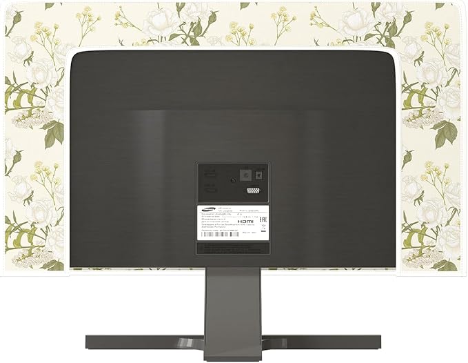 White Rose Flowers Waterproof 70 Inch TV Dust Cover Anti-Static Dustproof Protective Covers Spring Floral Screen TV Cover Sleeve Compatible with PC Desktop and TV,Green Leaves