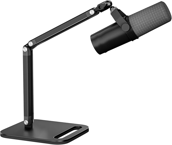 Desk Microphone Stand,Heavy-Duty Adjustable Mic Arm Desktop Microphone Mount,1/4" and 5/8" Screw Adapters,Max Load 3.3 lb,for Fifine/Shure/Pyle/AT2020/Razor/Rode/Blue Yeti & Snowball/Webcam Camera