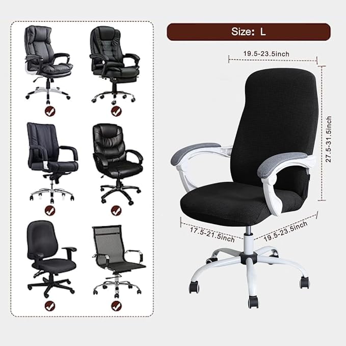 FORCHEER Large Office Chair Covers Stretchable XL Office Chair Cover, Big and Tall Computer Chair Covers (Large,Black)