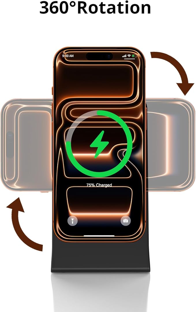 Mag.Safe Charger Stand for iPhone, Magnetic Wireless Charging Station for iPhone 17/16/15/14/13/12 Series (Onxy Black)
