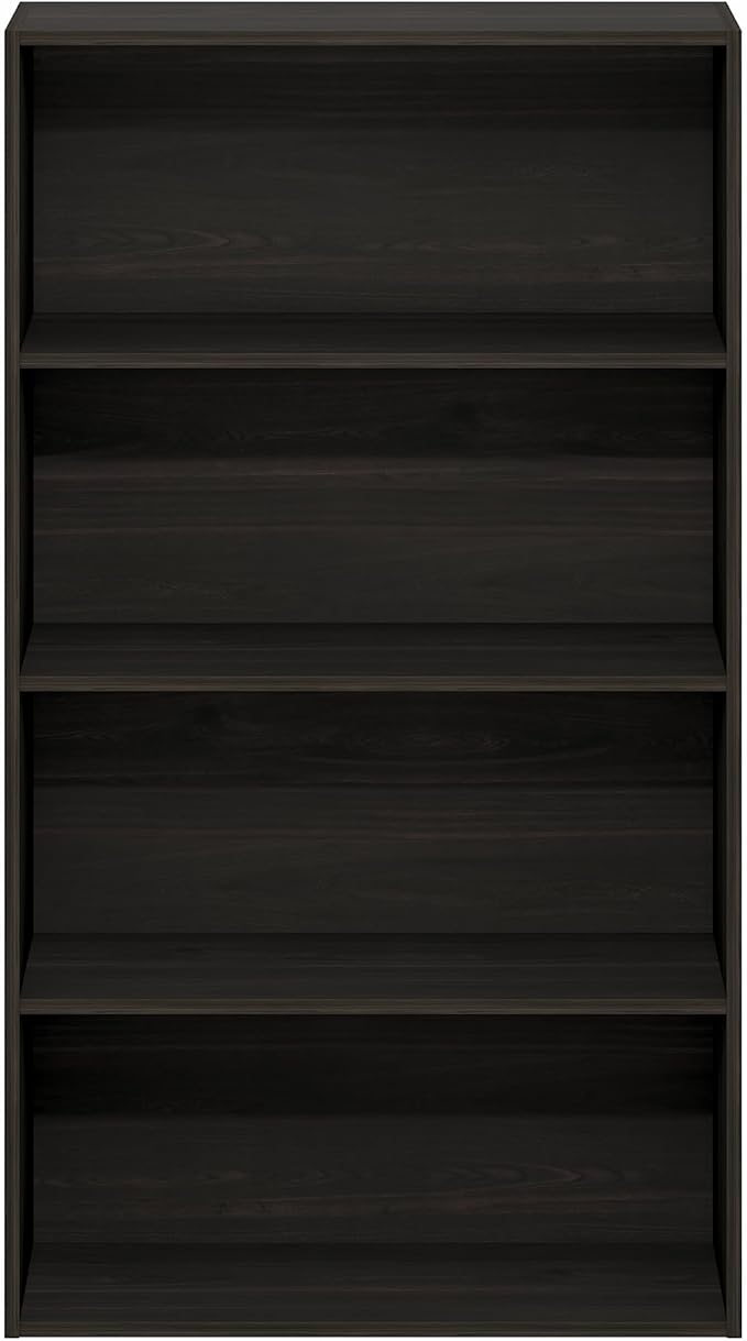 Furinno Jaya Book Shelf, 4-Tier Book Shelf, Bookcase with Open Shelving, Standing Bookshelf, 9.5 x 23.6 x 41.9, for Organization and Storage, for Home Office, Living Room, Espresso