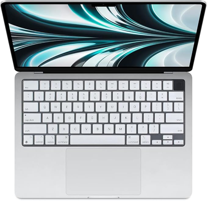 ProElife Keyboard Cover Skin for MacBook Air 13.6 inch 15 inch 2024 2023 2022 M3 M2 Chip A2681 A2941, Ultra Thin Keyboard Protector U.S Enter for 2024-2022 Air 13.6'' 15'' M3 M2 Accessory (White)