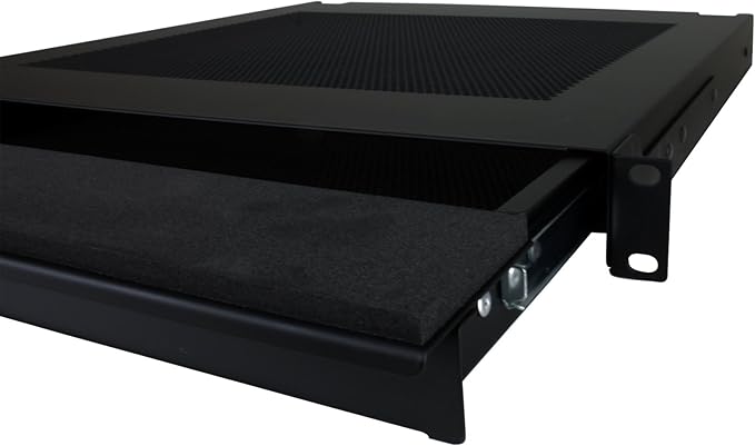 Penn Elcom EX-6301B 19 Inch Rack Mountable Vented Laptop/Tablet Drawer with Foam Wrist-Pad Support, Key Lock and Rear Cable Access