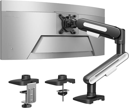 HUANUO Ultrawide Monitor Arm for 13 – 40" Screens, Single Monitor Mount Holds up to 26.4lbs, Adjustable Monitor Stand with C-Clamp & Grommet Base, VESA Mount 75x75mm/100x100mm