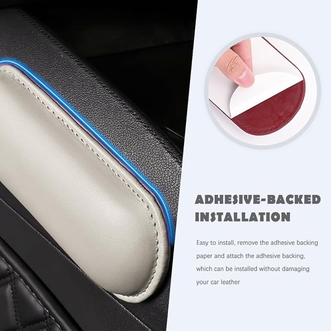 Stacool 2PCS Car Door Armrest Pads,Soft Leather+Memory Foam Car Knee Pads for Arm Support&Protect Elbow and Knee,Universal Car Elbow Pads Car Accessories Interior (Beige)