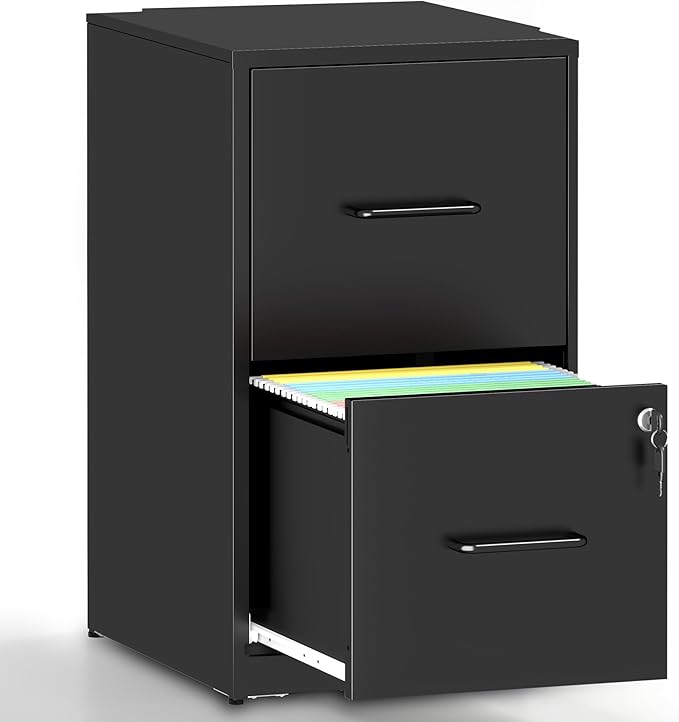 IKIMI 2 Drawer File Cabinet with Lock,Metal Filing Cabinets for Home Office,Steel Vertical File Cabinet,Heavy Duty Metal Storage Cabinet for Letter Size Files,Assembly Required