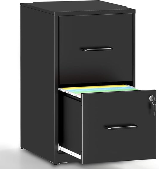 IKIMI 2 Drawer File Cabinet with Lock,Metal Filing Cabinets for Home Office,Steel Vertical File Cabinet,Heavy Duty Metal Storage Cabinet for Letter Size Files,Assembly Required
