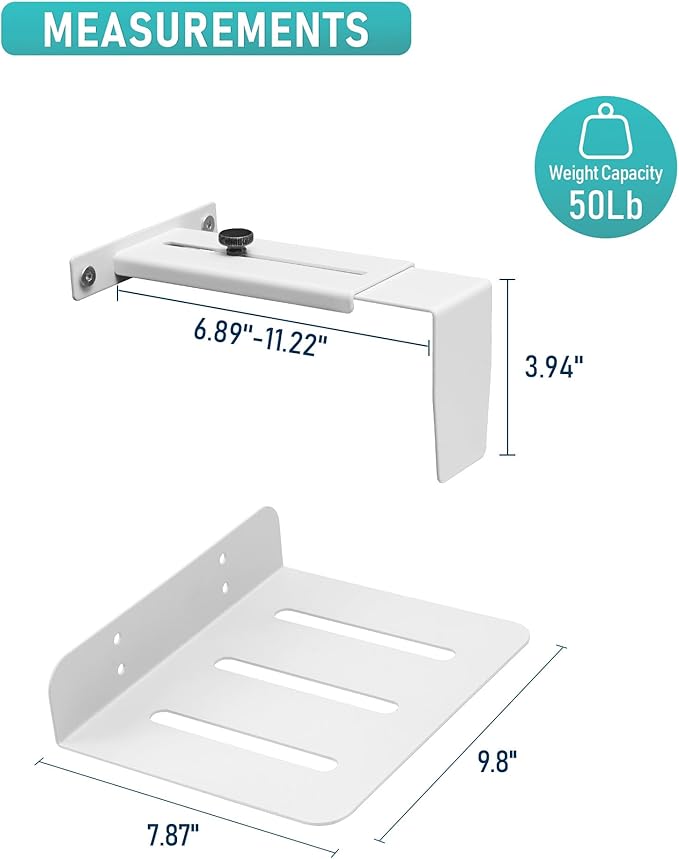 TOPSKY Adjustable Under-Desk PC Mount, No-Drill Computer CPU Holder for Standing Desks, Supports up to 50 lbs, Easy Installation, Compatible with Most Standing Desks（White）