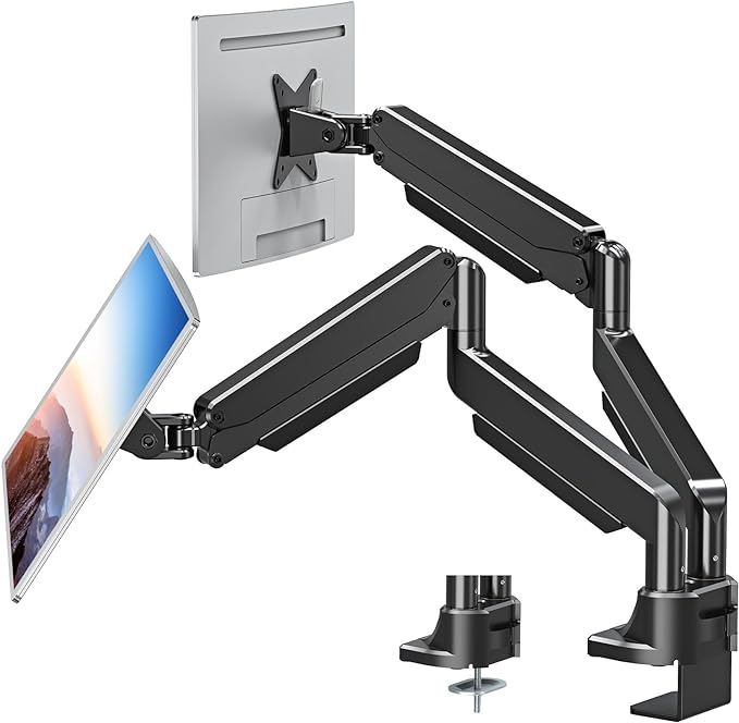 MOUNT PRO Dual Monitor Stand for Max 43 Inch Ultrawide Computer Screen, Premium Aluminum Heavy Duty Monitor Arm Holds 6.6lbs to 33lbs, Gas Spring Full Motion Display Desk Stand, VESA Mount