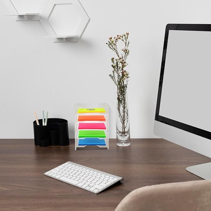 3x3 Inch Acrylic Sticky Note Holder For Desk Colorful Sticky Notes Holder Post It Note Holder Multiple Sticky Notepad Organizer Self Stick Note Pad Holder For Office Home School（No Sticky Notes）