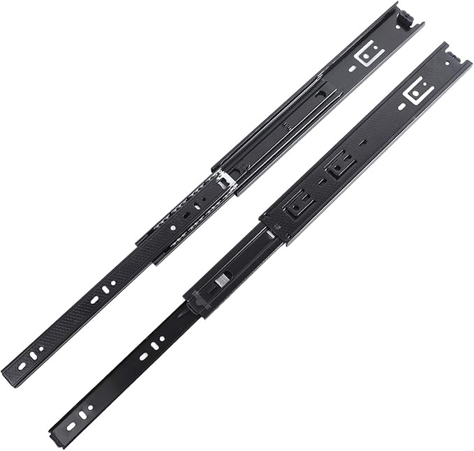 KINJOEK 2 PCS 12 Inch Full Extension Ball Bearing Drawer Slides Heavy Duty Side Mount Cabinet Rails Tool Box, Keyboard Glides Rails Rack, Black