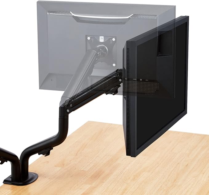 Elecom DPA-DL05BK Monitor Arm, Display Arm, Long, Spring Type, Load Capacity: Approx. 4.4-17.6 lbs (2-8 kg) x 2, Black