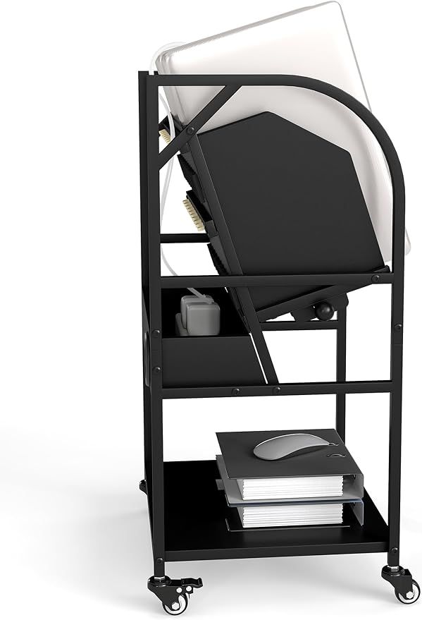 Laptop Charging Station, 10 Device Mobile Charging Cart with Lockable Wheels for Laptop, Chromebooks, Tablets and Computers, Charging Organizer Rack for Office, Classroom, Library