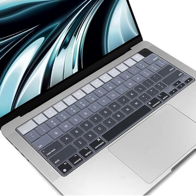 ProElife Keyboard Cover Skin for 2026-2022 MacBook Air 13.6 inch 15.3 inch M5 M4 M3 Chip U.S Enter Silicon Protector for MacBook Air 13'' 15'' M5 M4 M3 2026 2025 2024 2023 Accessory (Ombre Gray)
