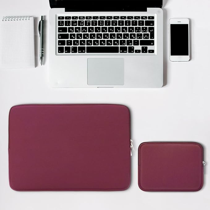RAINYEAR 16 Inch Laptop Sleeve Protective Soft Case Bag with Accessories Pouch, Specially Compatible with 16" MacBook Pro M1 M2 M3 M4 M5 Pro/Max A3403 A3186 A3428 A3429 (Red)