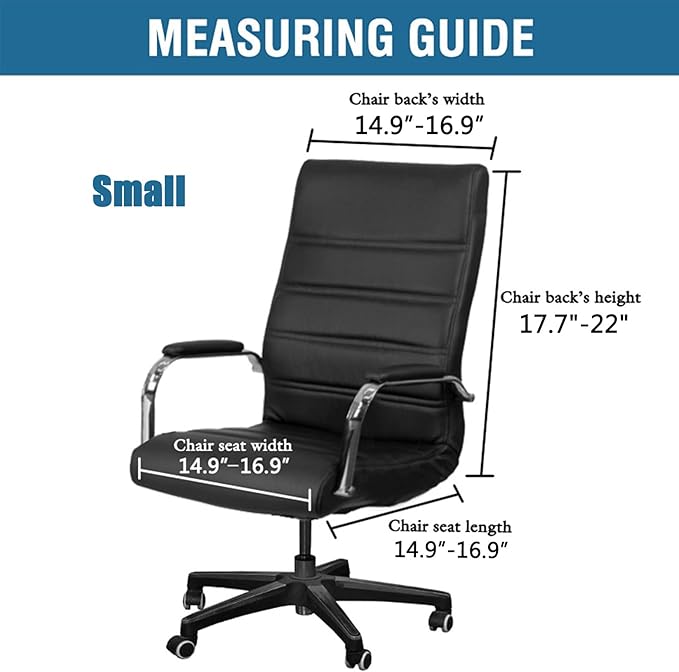 Shukii Waterproof Office Chair Cover PU Leather Computer Seat Covers Stretch Rotating Chair Slipcover with Elastic Bottom Universal Chair Protectors for Rotating Boss Chair (Black, Small)