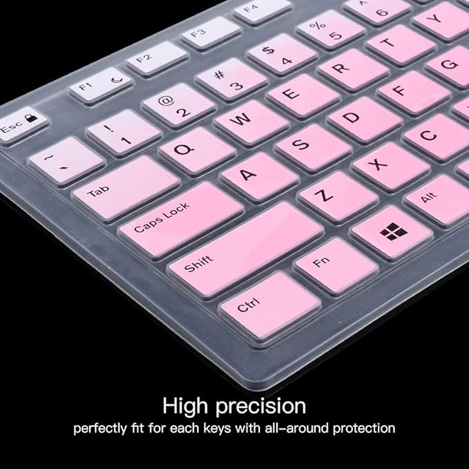 Keyboard Cover for Dell KB216 Wired Keyboard & Dell KM636 Wireless/Dell Optiplex 5250 3050 3240 5460 7450 7050/Dell Inspiron AIO 3475/3670/3477 All-in one Desktop Keyboard Protective Skin, Ombre Pink
