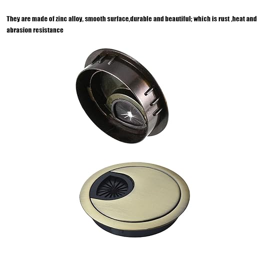 TuTuYa 2PCS Desk Grommet, Bronze Desk Grommet 3-1/6inch(80mm) Desk Cable Grommet Desk Cable Hole Covers with Hole Saw, Ideal Solution for Office and Home Table Cable (Bronze,3-1/6inch)
