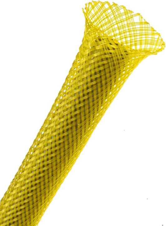 3/4" PET Expandable Braided Sleeving - Color: Yellow - Length: 10FT