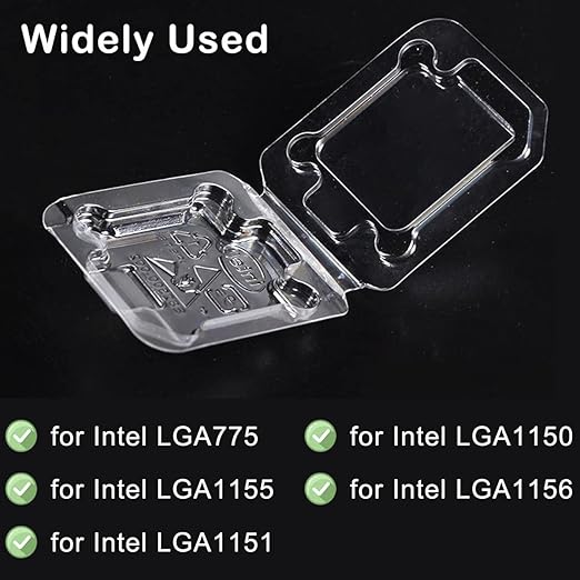 CPU Case Tray for Intel, Clamshell Plastic Protective Box Holder for Intel 775/1155/1151/1150/1156, Thicken Plastic Shell, with 10pcs Antistatic Bag + Label + Bubble Wrap, 10 Pcs