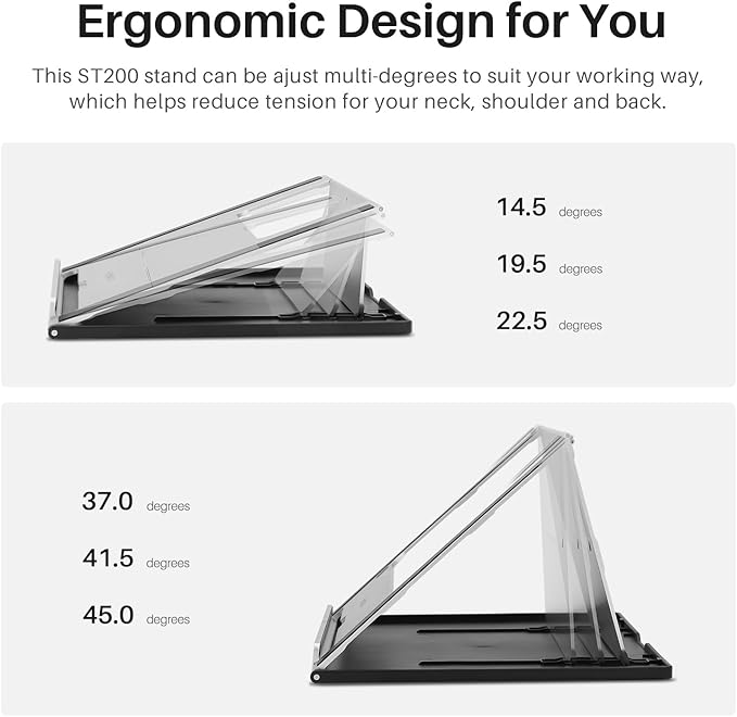 HUION Adjustable Stand Multi-Angle Portable Desk Stand for 10-15.6" Graphics Drawing Monitor Tablet Pen Display, Suitable for Kamvas Pro 12/13/16, Kamvas 12/13/16, iPad Pro, Wacom Cintiq