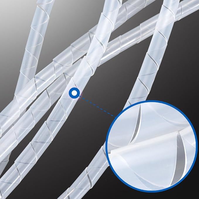 Spiral Cable Wrap - 7.2 Ft 3/4" Spiral Wire Wrap Cord Covers Bundle Sleeve Hose for Computer Electrical Wire Organizer (White, 3/4 Inch-7.2Ft)