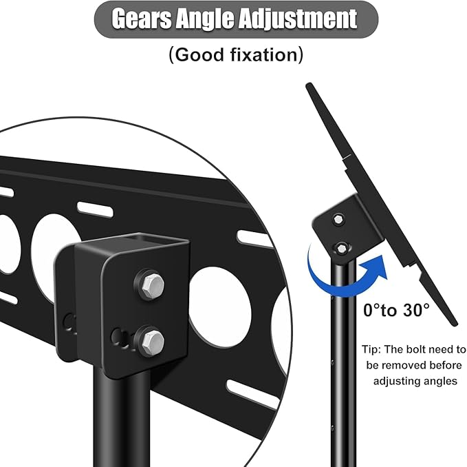 Portable TV Tripod Stand with Adjustable Angle Outdoor TV Stand with Top Shelf, Universal TVs Tripod for 30-55 in LCD LED Flat Screen TVs Display Floor Stand with No Drilling Needed