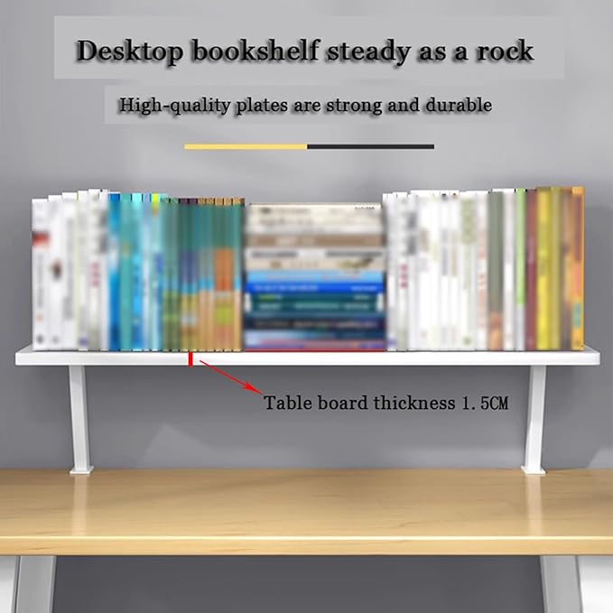 32x7.8 in Clamp on Desk Shelf, Adjustable Floating Desks Shelf Space Saving Desktop Extender Storage Organizer for Office, Dorm, Home Desk Organization, White