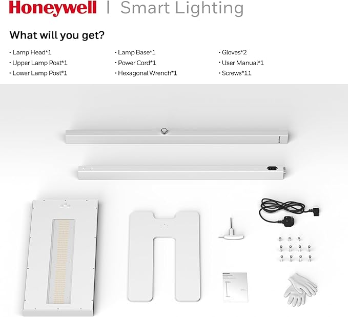 Honeywell LED Floor Lamp Modern - 02E GEN Sunturalux Eye Caring Tall Standing Light, 8000LM 4000K Natural Daylight Dimmable Reading Lampara for Home Office Living Room Bedroom
