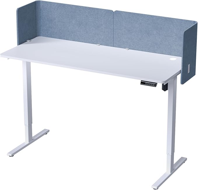 Desk Privacy Panel,2PCS L-Shaped Clamp-On Office Desk Divider,2-in-1 Adjustable Acoustic Desktop Partition Or Under Desk Modesty Panel,for Office,Home,Felt(Blue, 47.2" x 17.7")