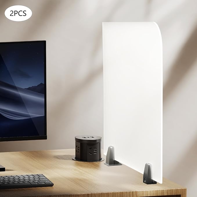 Desk Privacy Panel, Desk Divider, Desks Partition, Frosted Acrylic Desktop Privacy Panel with Stable C-Clamp for Home Office School Retail Clinic (2Pcs, 23 * 18 * 2in)