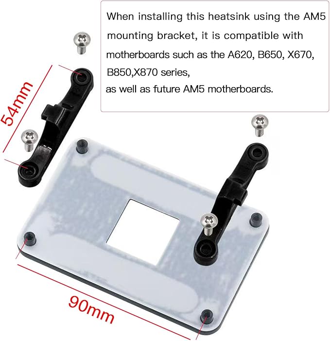 AM5 & AM4 Universal CPU Cooler Mounting Bracket Kit - Includes 1 Full Backplate, 2 Sets of Standoffs & 2 Sets of Screws for AMD Socket