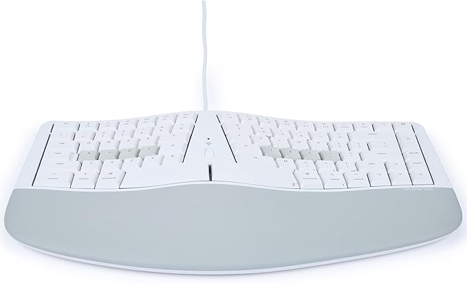 KINESIS mWave Ergonomic Keyboard for Mac (White) | Mechanical Switches | Bluetooth & USB | Programmable | Backlit | macOS Modifiers & Hotkeys