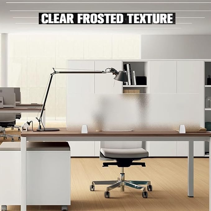 Free-Standing Desk Privacy Divider| Frosted Acrylic Panel with Clamps Ideal for Office, Students, and Glass Partitions(100X30CM/39.4X11.8IN)