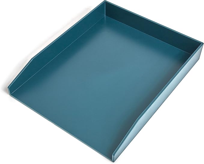 TRU RED Front‑Load Stackable Plastic Letter Tray, Teal – Desktop Paper Organizer for Office Files & Documents