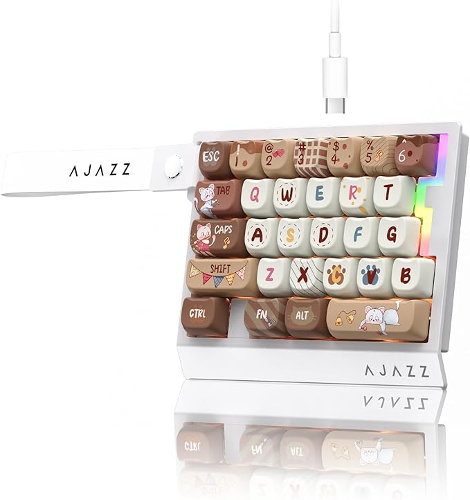 AJAZZ AK029 Wired One Handed Gaming Keyboard,Magnetic Switch, Adjustable Trigger Force, 8KHz Polling, 29 Keys Rapid Fast Mechanical Keyboard, RGB Backlight, SOCD & DKS, Aluminum Plate