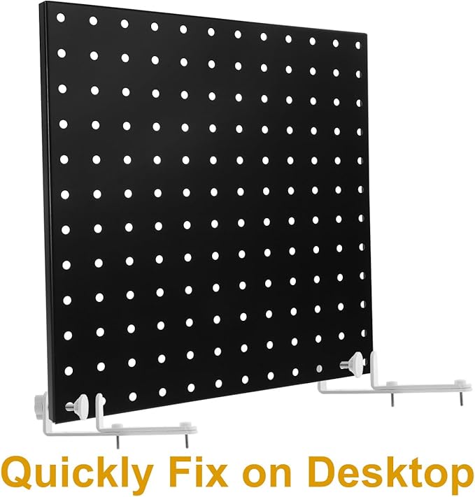 NUOBESTY Clamp On Pegboard Holder Desk Mount, White Metal No Drill T-Shaped Bracket for Gaming Setup, Side Storage Organizer Accessories for Workstation
