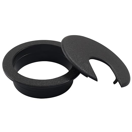 Bivethoi 5pcs 2 inch Desk Wire Cord Cable Grommets Hole Cover for Office PC Desk Cable Cord Organizer Plastic Cover Black(U Shape)